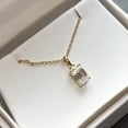 thumbnail image 2 of Solitaire Women's Pendant 3Ct Emerald Cut Diamond 1K Yellow Gold Plated 925 Silver Free Chain 18", 2 of 4