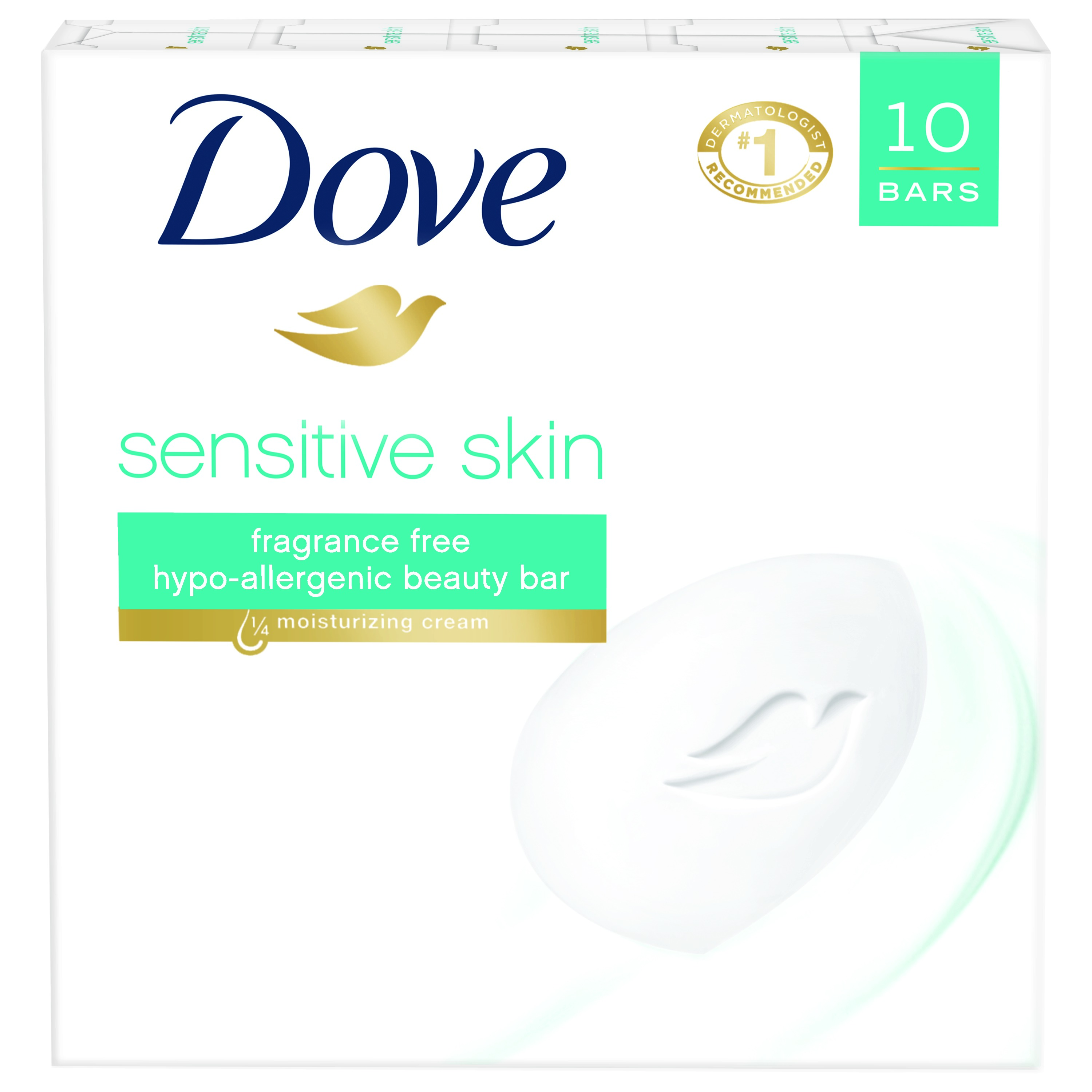 Dove Sensitive Skin Beauty Bar 4 oz, 10 Bars