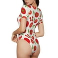 thumbnail image 3 of Daiia Fresh Red Tomato print Women's Crew Neck Short Sleeve Bodysuit Fashion Tops Fit Casual Basic Extender Bodysuit-Small, 3 of 9