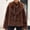 Coffee, variant on Fuzzy Faux Fur Coats for Women Lapel Collar Belted Trendy Winter Outerwear