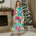 thumbnail image 4 of SEANATIVE Women's Nightgowns Soft Button Front Sleep Shirt Long Sleeve Night Gown Fall Winter Pajama Dress Cozy Full-Length Nightwear for Home Bedroom, S, Butterfly Floral Leaf, 4 of 7