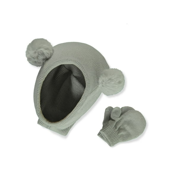 Koala Baby Boys' 2-Piece Faux Fur Balaclava Hat With Mittens Set Color: gray Size: 12 - 24 months