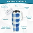 thumbnail image 2 of Yayeee 40oz Stainless Steel Tumbler with Straw and Handle Double-Wall Insulated Travel Water Bottle, Blue Plain, 2 of 8