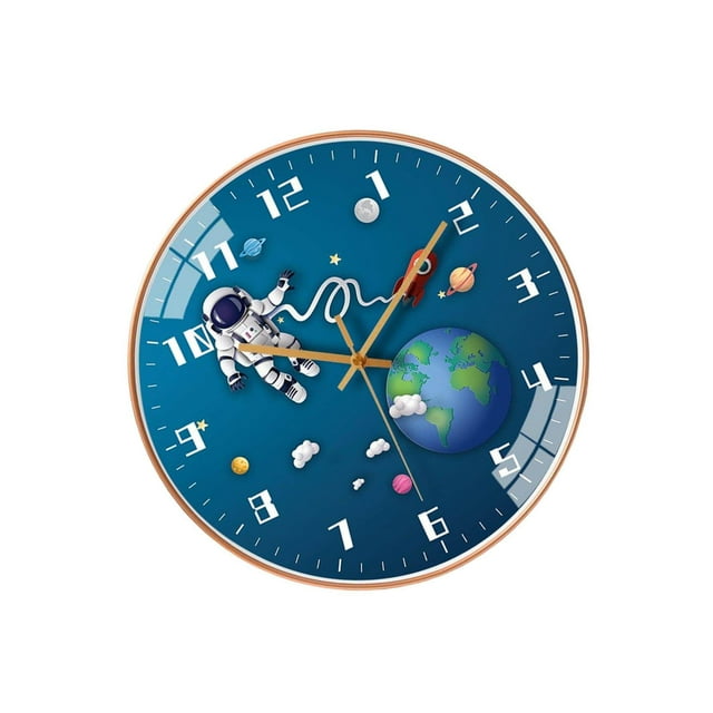 Wall Clock Gold Frame Silent Analog for Living Room frame Wall Children's Room StyleC