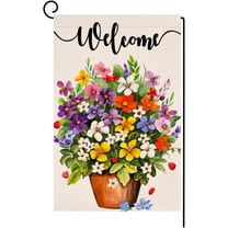 Jbralid Spring Summer Garden Flag 12x18 Vertical Double Sided Welcome Floral Farmhouse Holiday Outside Decorations Burlap Yard Flag
