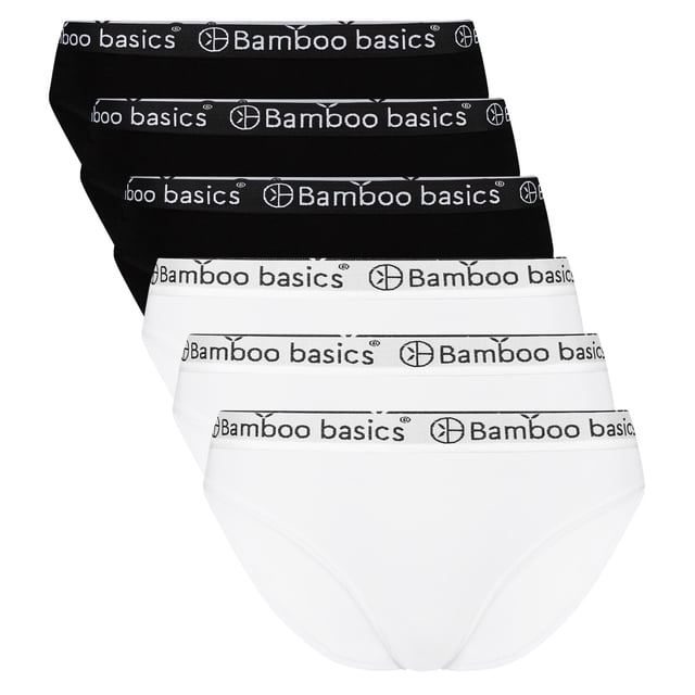 Bamboo basics Calzoncillos para mujeres YARA, 6-pack - Cintura con logo, transpirable, camiseta simple Negro/blanco L (Large)
