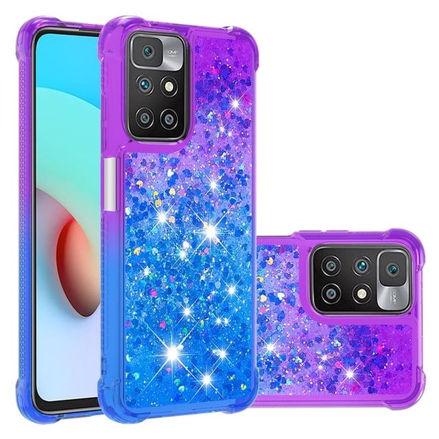 Funda para Xiaomi Redmi 10 4G Transparente con Brillos Carcasa Protectora Antigolpes con Glitter Brillante