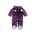 thumbnail image 2 of Infant Baby Girl Boy Fall Winter Outfits Bear Ears Hooded Romper Jumpsuit Bodysuit Warm Fleece Clothes Toddle lothing Fleece Clothing 0-12 M, 2 of 7
