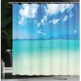 thumbnail image 4 of Ambesonne Summer Shower Curtain, Ocean Dreamy Sea Beach, 69"Wx84"L, Turquoise Blue, 4 of 5
