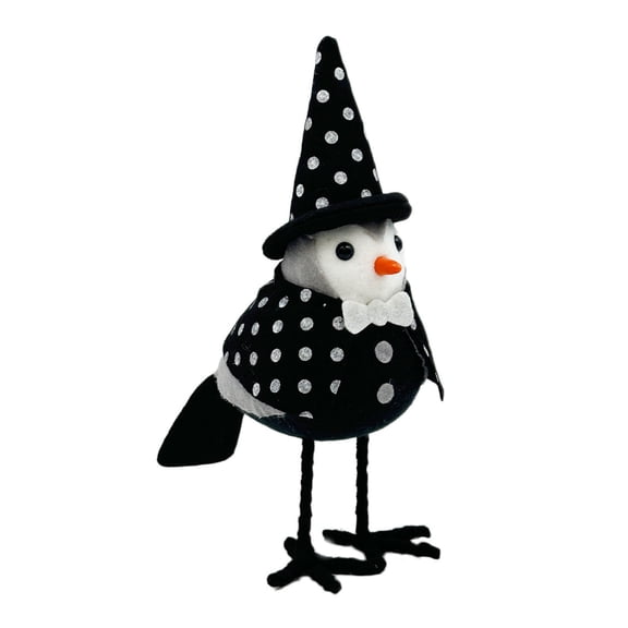 2pcs Halloween Birds Ornament, Black White Standing Birds Decorations for Tabletop Halloween Home Desk Office Tiered Tray Table Decor