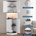 thumbnail image 3 of 64.6" Farmhouse Corner Cabinet with LED Light, Tall Bathroom Cabinet with 4 Barn Doors and 5 Tier Shelves, Freestanding Corner Bar Cabinet with USB Ports & Outlets for Living Room, Kitchen, Bar, 3 of 8