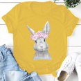 thumbnail image 4 of Hauts d'Été Grande Taille pour Femmes Tendance Femmes T-shirt à Col Rond Imprimé Lapin Pâques Manches Courtes Décontracté Ample Blouse T-shirt à Col en V Femmes en Liquidation, 4 of 8