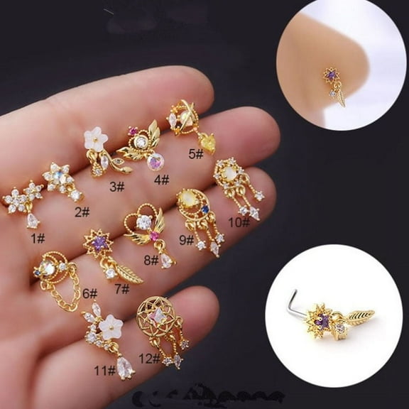 Racing Butterfly Fashion Dangle Nose Studs Colorful Indian Screw Nose Rings Nose Piercing Jewelry