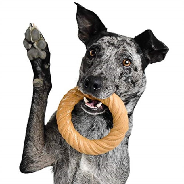 pet qwerks barkbone chew ring with peanut butter flavor dog chew, fetch