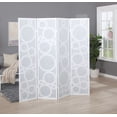 thumbnail image 3 of Roundhill Furniture Arvada 4-Panel Wood Room Divider w/Circle Pattern in White, 3 of 5