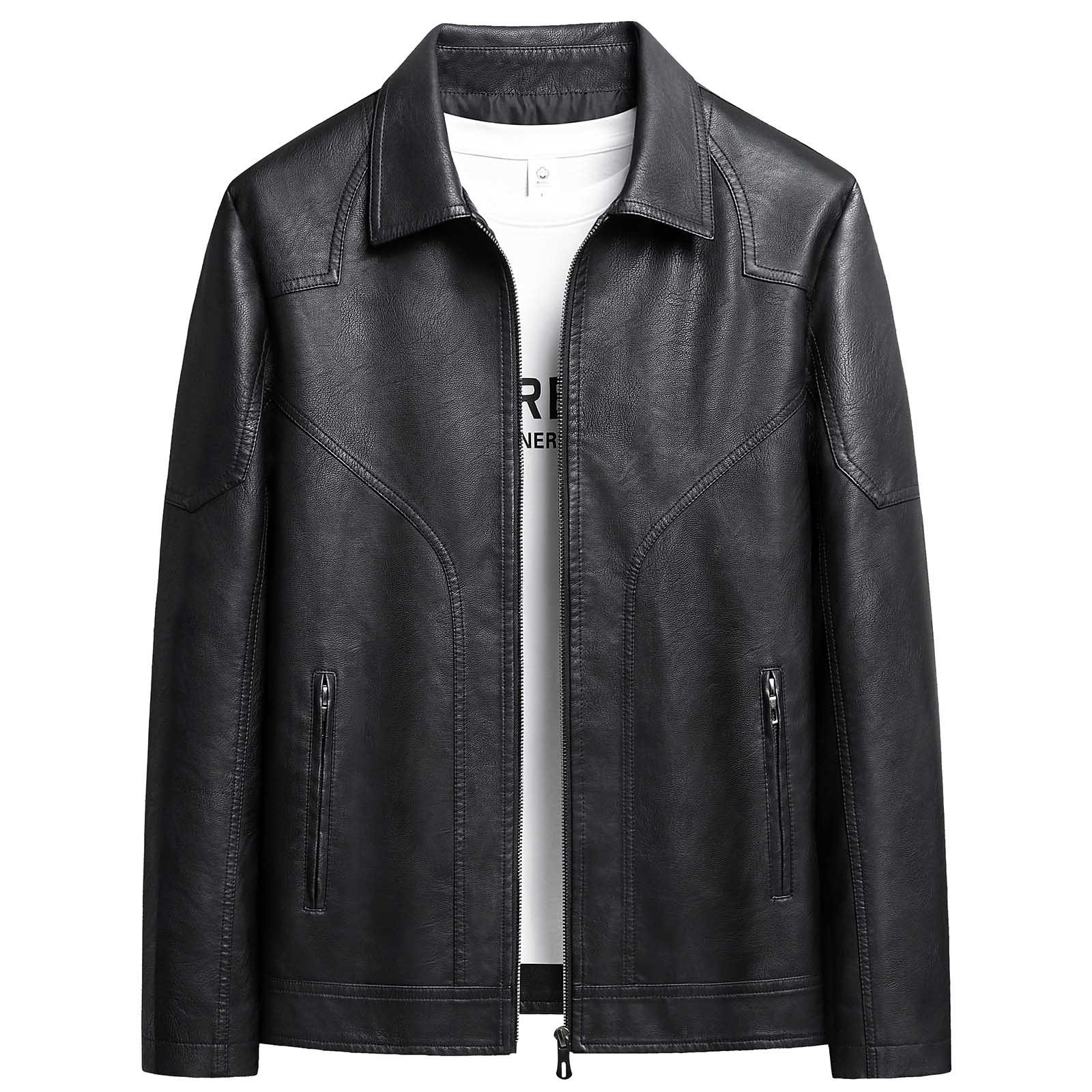 Uootdi Cropped Leather Jacket for Women Vintage Style Motorcycle Bomber Jacket Faux Leather Lapel Neck Zip Up Long Sleeve Coats Fall Going Out Jackets