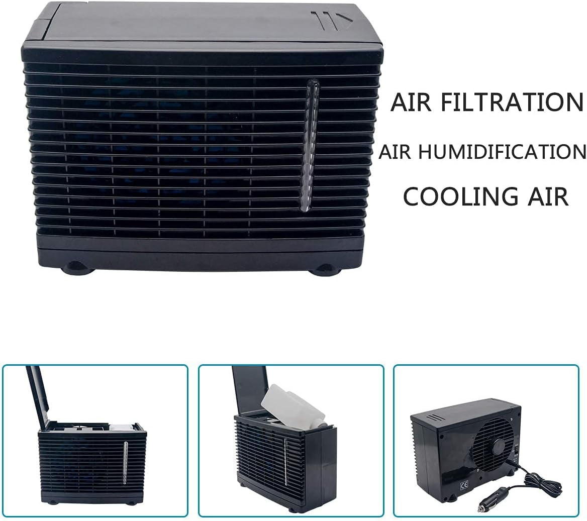 Efficient Cooling, Portable Air Conditioner for Home Car, 12V Cooling Fan Water Ice Air Condition Quiet Operation