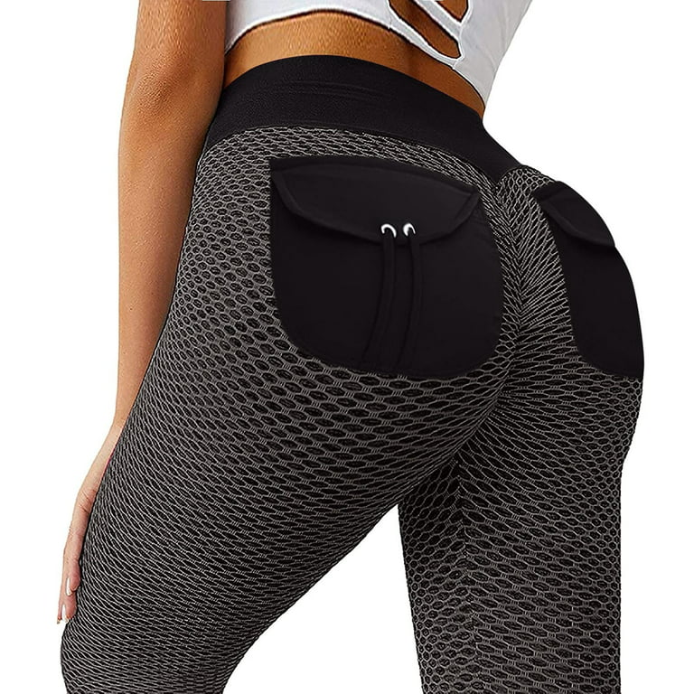 High Waisted Leggings for Women, Trendy TIK Tok Butt Lifting Stretch Yoga  Workout Pants Patchwork Pocket Skinny Tights