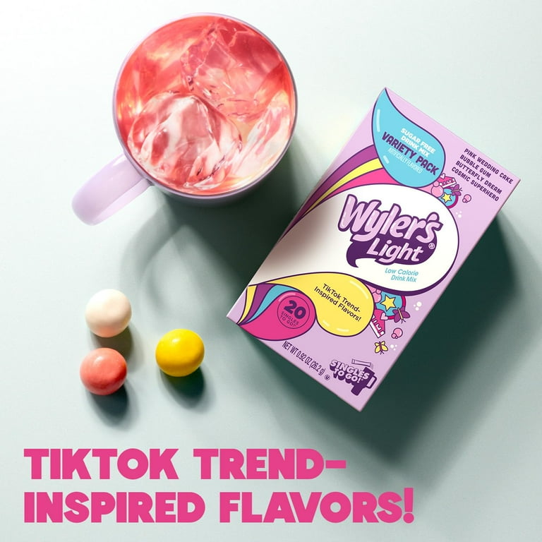 Wyler's Light TikTok Bundle Drink Mix - 2 Pink Variety Boxes, 40 Servings Low Calorie Flavored Packets