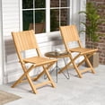 thumbnail image 2 of 2 Pieces Teak Wood Outdoor Dining Chairs with Slatted Seat, 2 of 9