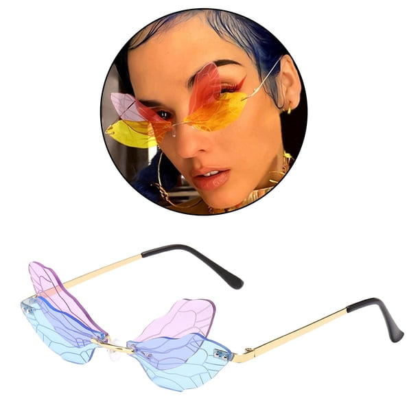 de sol sin montura de para mujer, de sin marco , de protección 400 Morado + Azul Soledad Gafas de sol Dragonfly sin montura