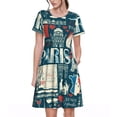 thumbnail image 1 of Fotbe France and Paris Vestido Largo de Moda para Mujer, Vestido Tipo Camiseta con Manga Corta y Estilo Casual a Rayas y Bloques de Color, 1 of 6
