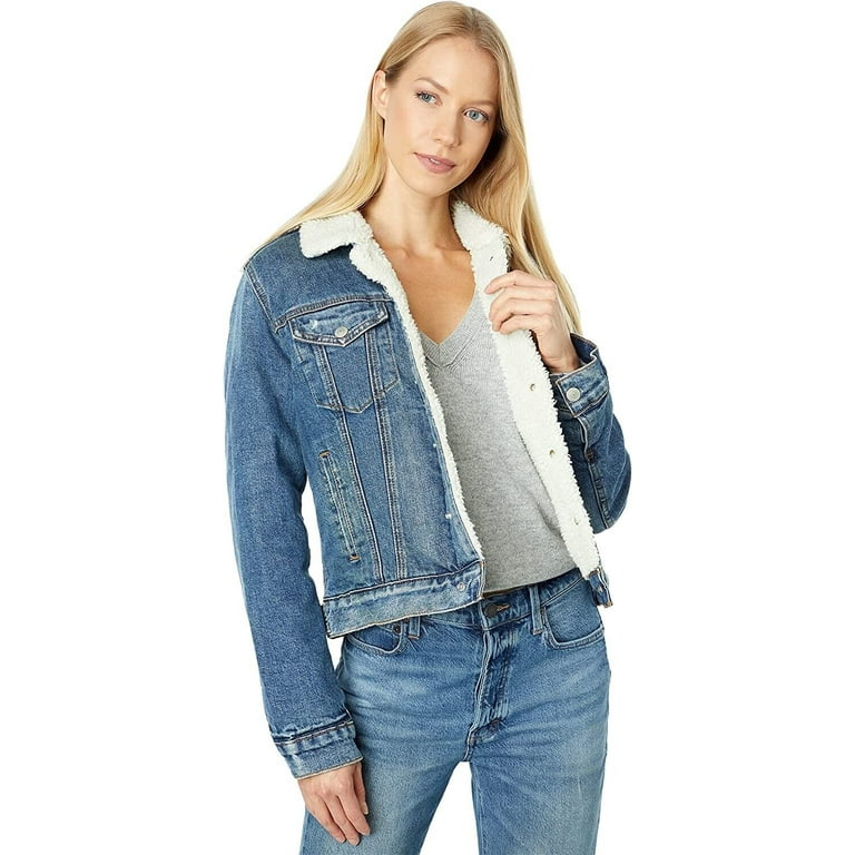 LUCKY BRAND Sherpa-Lined Denim Trucker Jacket Blue Size S MSRP $149 