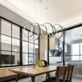 thumbnail image 3 of 7 Rings Modern Chandelier Circular LED Simple Pendant Ceiling Lighting Hanging Lamp for Dining Table Entry Kitchen Island Bedroom Entryway Foyer Dimmable with a Remote Control, 3 of 9