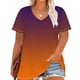 thumbnail image 4 of Camiseta de Base de Impresión de Manga Corta con Cuello en V para las Mujeres, Más Tamaño Estante de Imitación Casual Superior, 4 of 9