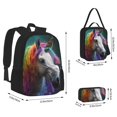 thumbnail image 2 of Balery Colorful Haired White Horse Mochila Escolar 3 en 1 para Niños - Mochila Resistente con Lonchera Térmica y Estuche - Mochila Escolar para Niños y Niñas, 2 of 7