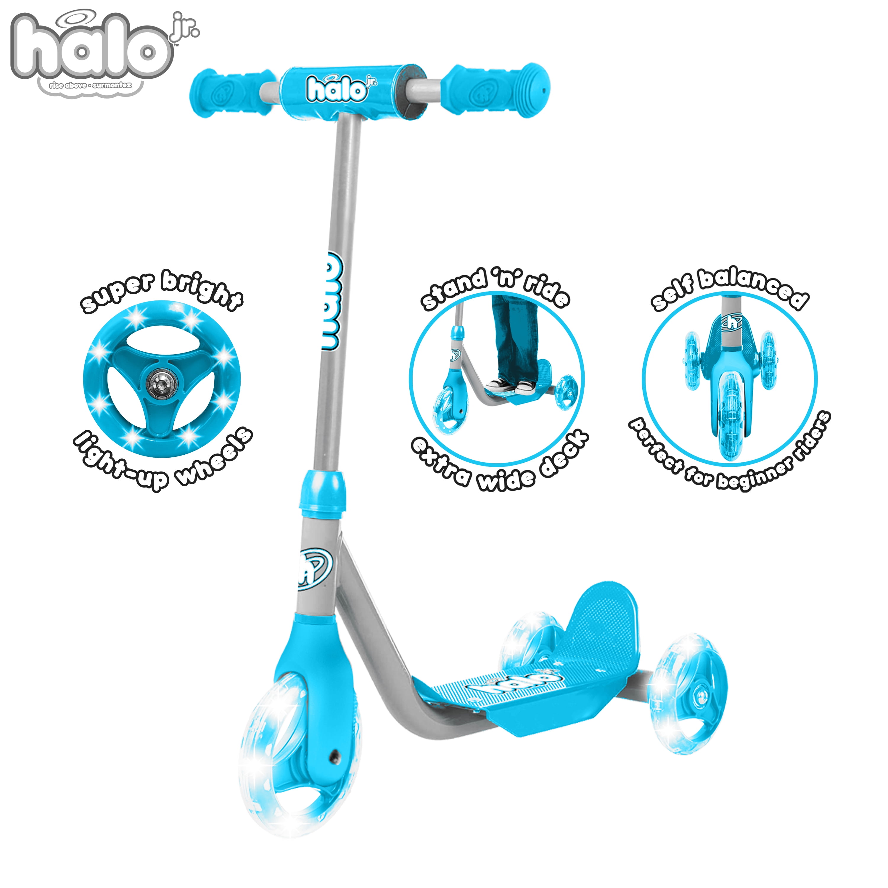 HALO Rise Above jr. 3 Wheel Scooter Blue Designed for All Users