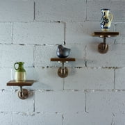 OS Home and Office Model P3P-RB Industrial 8-Inch 3-Piece Wall Mounted Pipe Shelf Metal with Reclaimed-Aged Wood Finish