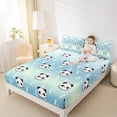 thumbnail image 4 of jejeloiu Cute Panda Twin Sheet Set,Zoo Animal Blue Green Ombre,Ultra Soft Decor For Kids,3-Piece, 4 of 7