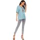 thumbnail image 4 of Blusa informal de manga corta con borlas y bordado bohemio mexicano de verano para mujer, azul claro y grande, 4 of 5