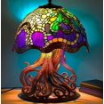 thumbnail image 1 of Creative Stained Glass Plant Series Table Lamp Flower Mushroom Snail Octopus Shaped Resin Retro Decor Night Light, 1 of 10