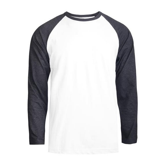 247 Frenzy 247-MBT002 CGW-SM Mens Essentials Top Pro Long Sleeve Baseball T-Shirt, Charcoal Gray & White - Small