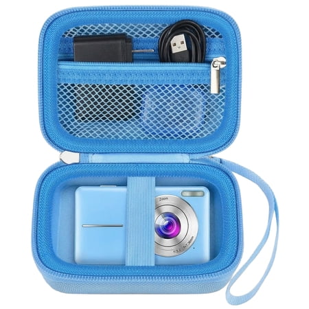 Digital Camera Case Compatible with VAHOIALD FHD 1080P/ for CAMKORY Digital Point and Shoot/for KODAK PIXPRO FZ45-BK 16MP Vlogging/for IWEUKJLO/for Nsoela, Holder for SD Card More- Blue (Box Only)