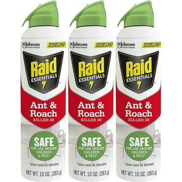 Raid Essentials Ant & Roach Killer Aerosol Spray, Child & Pet Safe, Kills Insects Quickly, for Indoor Use, 10 oz (Pack of 3)
