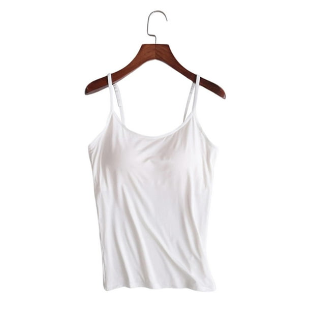 Sexy Women Vest Tank Women Summer Shirt Tanks Solid Women's Camisole Tops  with Built in Bra Neck Vest Padded Slim Fit Tank Tops