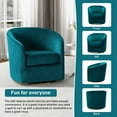 thumbnail image 3 of Velvet Swivel Barrel Chair Set of 2 Wood Frame Metal Base Upholstered Club Accent Armchair Teal, 3 of 6