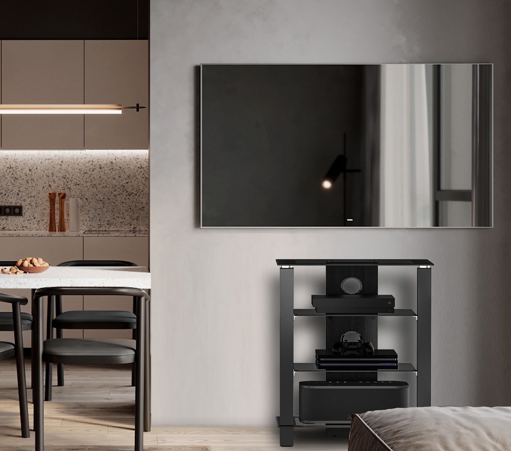 FITUEYES 4-Tier AV Media Stand Component Cabinet and Hi-Fi ...