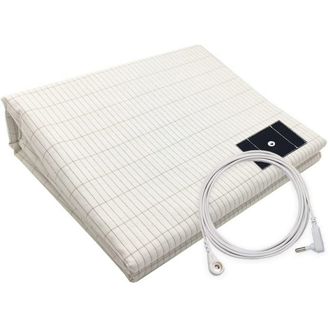 Grounding Sheet Queen Earthing Sheet, Conductive Grounding MatforHealing Sleepwith95% Cotton And 5% Soft Silver Thread, Grounding Cord, Anti Static Bed Sheets