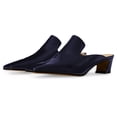 thumbnail image 5 of FSJ Women Comfortable Chunky Block Low Heel Mules Square Closed Toe Backless Loafers Slip On Office Clogs Slides Shoes Size 8 Blue, 5 of 5