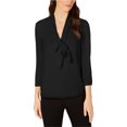 thumbnail image 1 of Anne Klein Blusa con cuello anudado para mujer, negro, grande Anne Klein Pull-over, 1 of 1