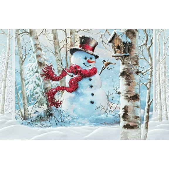 Pumpernickel Press Embossed Christmas Greeting Cards Boxed Set – Birchwood Snowman, 16 Count