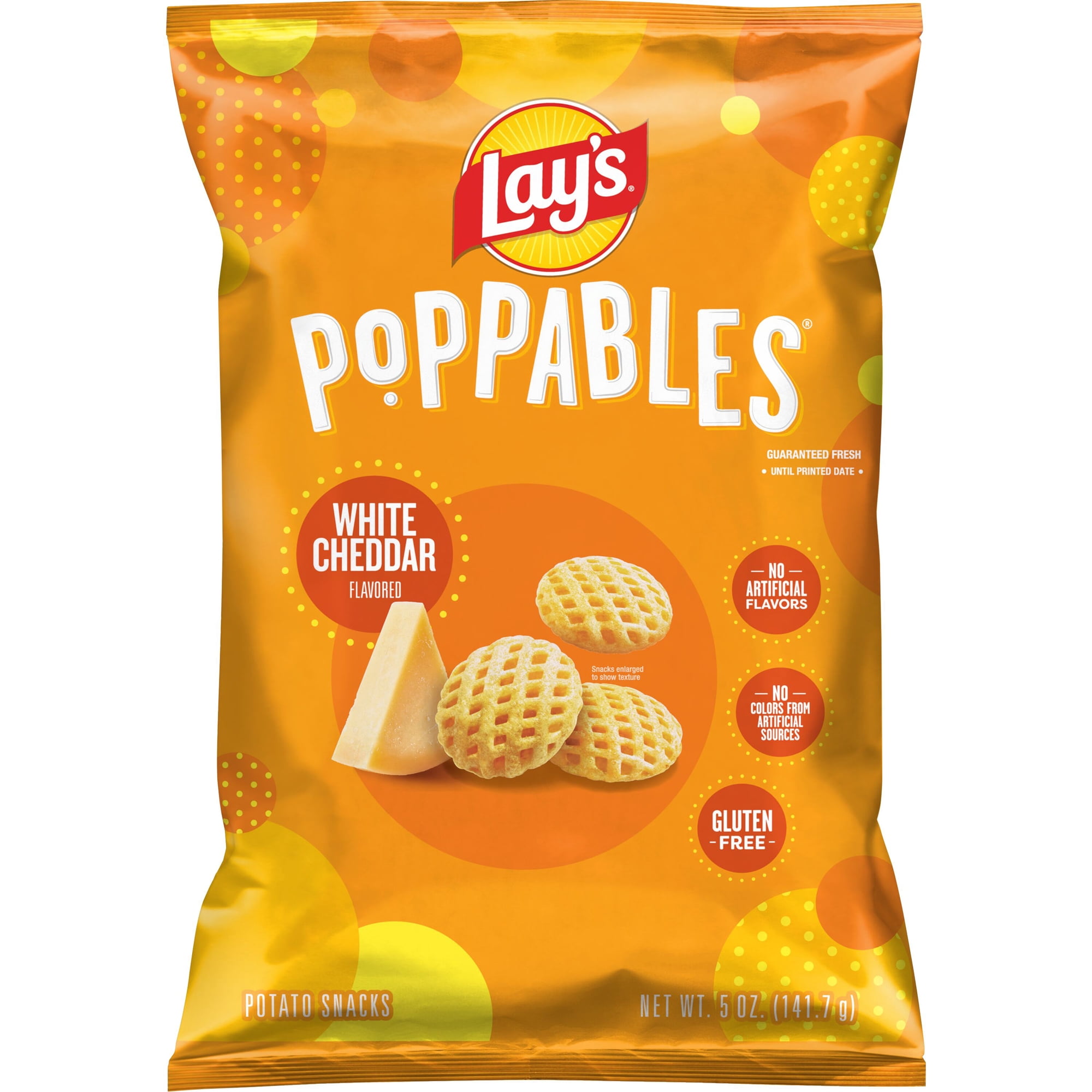Lay's Poppables White Cheddar Flavored Potato Snack Chips, 5 Oz Bag