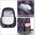 thumbnail image 4 of Purple and Black Checkered Pattern 17" School Backpacks for Teens,Waterproof Oxford Fabric,S-Shape Padded Straps for School,Travel,Hiking,Camping, 4 of 6
