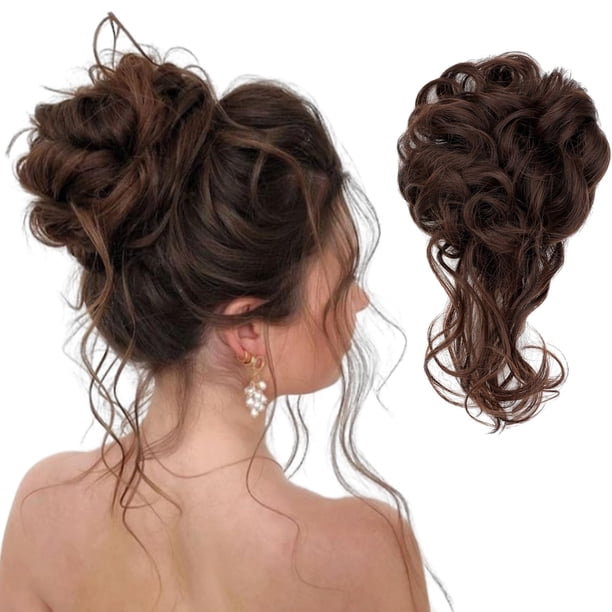 Feidylong Moño desordenado Pieza para el cabello Despeinado Updo Extensión para moños para el cabello Banda elástica para el cabello Piezas para el cabello Moño para el cabello rizado Scrunchie para m