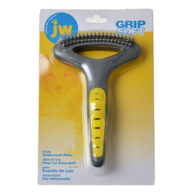 JW Pet Company GripSoft Double Row Undercoat Rake Dog Brush