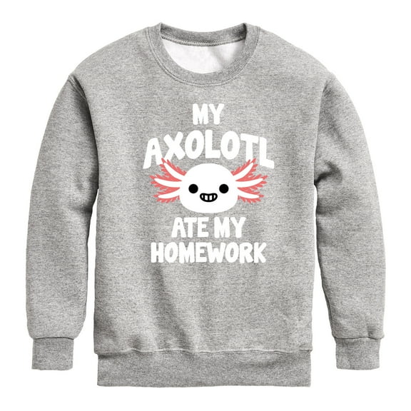 Instant Message - My Axolotl Ate My Homework - Toddler And Youth Crewneck Fleece Sweatshirt